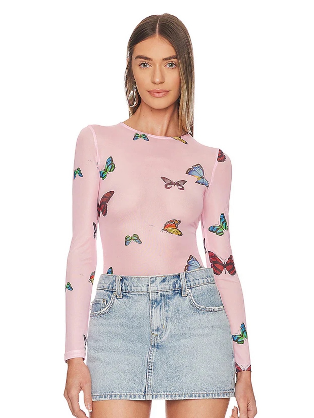 Ari Butterfly Mesh Top in Pink
superdown